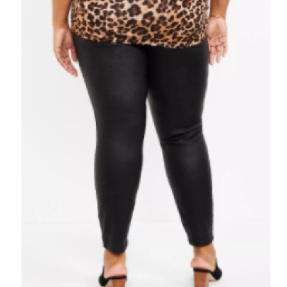 Motherhood Plus Size Indigo Blue Coated Skinny Leg Ankle Pant Black 1X - Picture 2 of 13